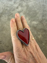 large red enamel heart ring