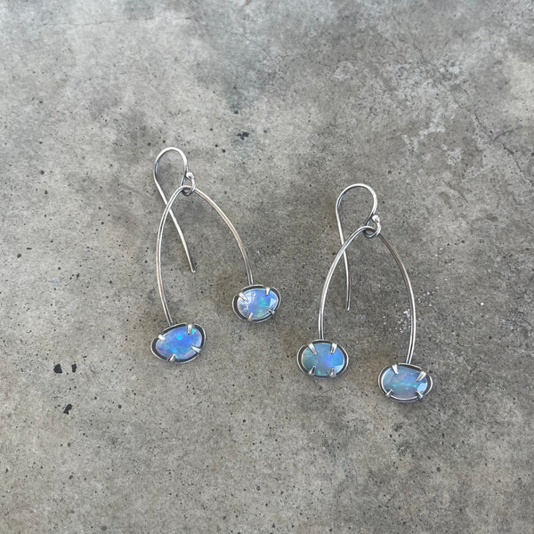 small double welo opal drop earrings