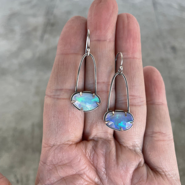 small welo opal arc earrings