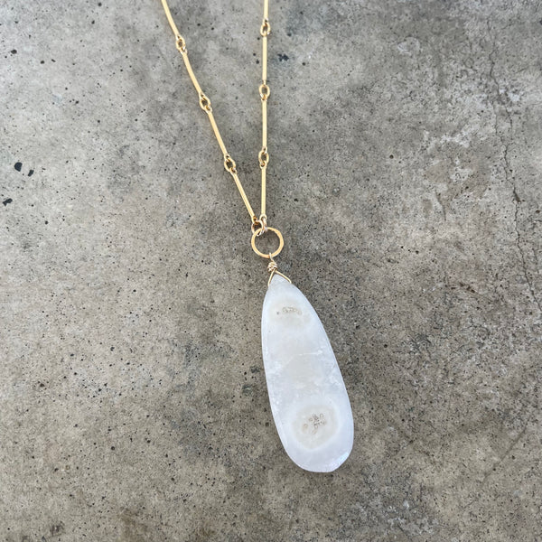 faceted solar quartz teardrop necklace