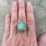 geometric tall turquoise ring