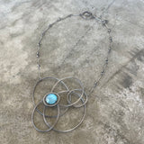 swirling constellation necklace with aqua chalcedony