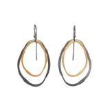 large two layer thin rough cut two-tone earring - Lisa Crowder Studio