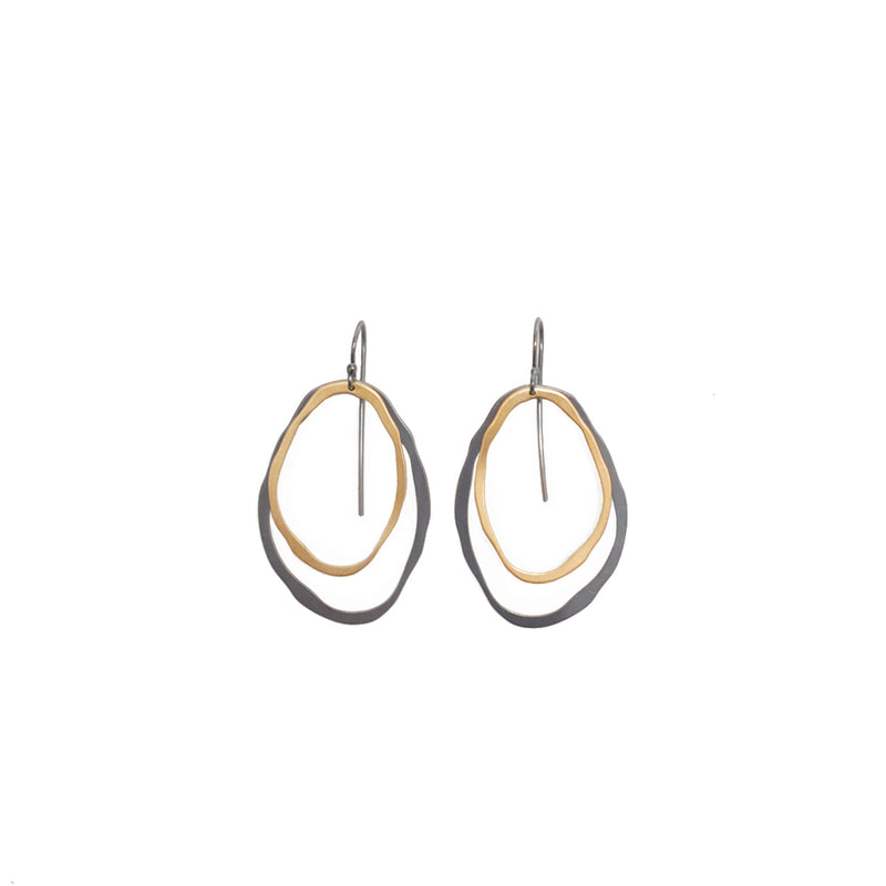 small two layer thin rough cut two-tone earrings - Lisa Crowder Studio