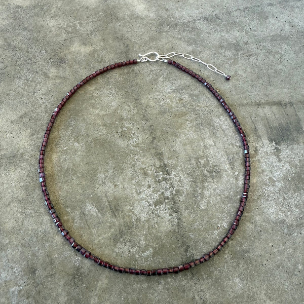 faceted garnet cube necklace