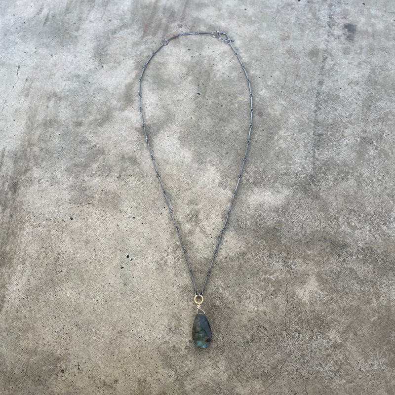small faceted labradorite teardrop necklace