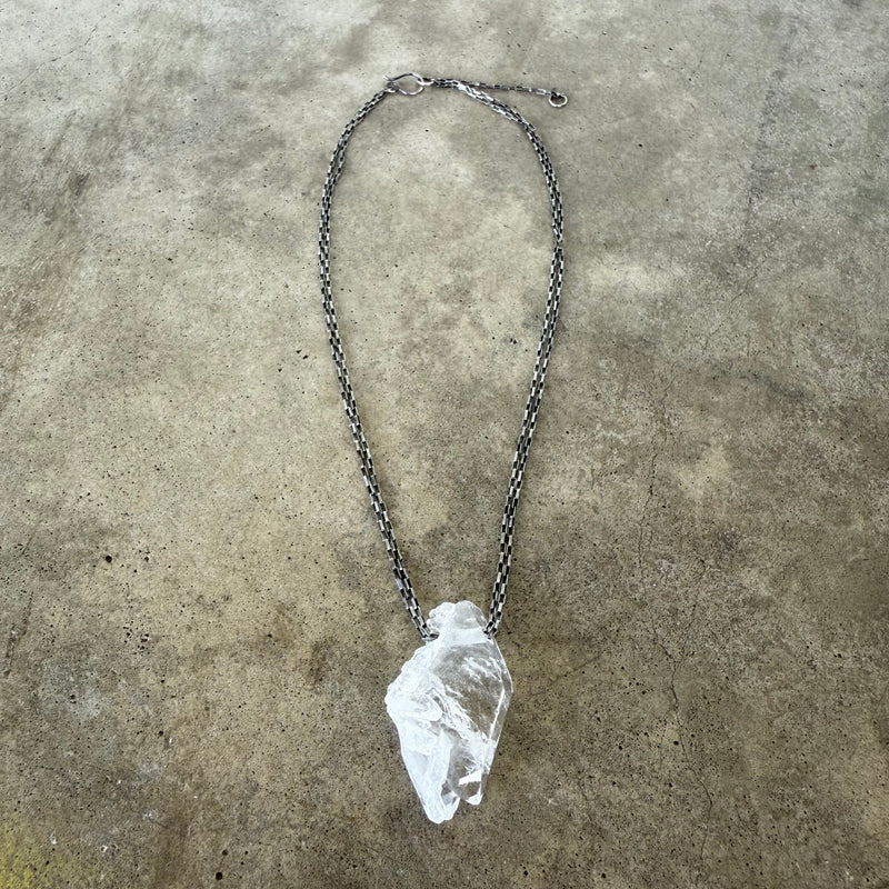 large natural quartz crystal necklace