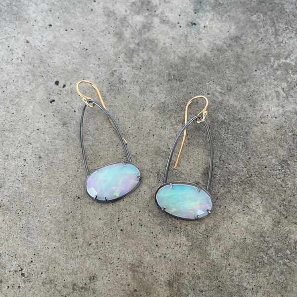 welo opal arc earrings