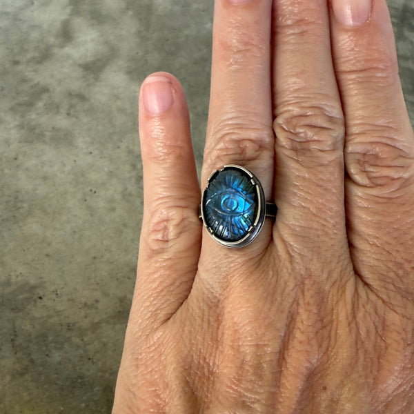 small labradorite evil eye ring