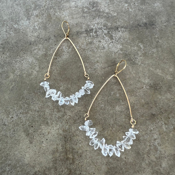 herkimer diamond cluster arc earrings