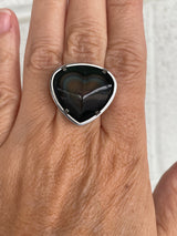 rainbow obsidian heart ring