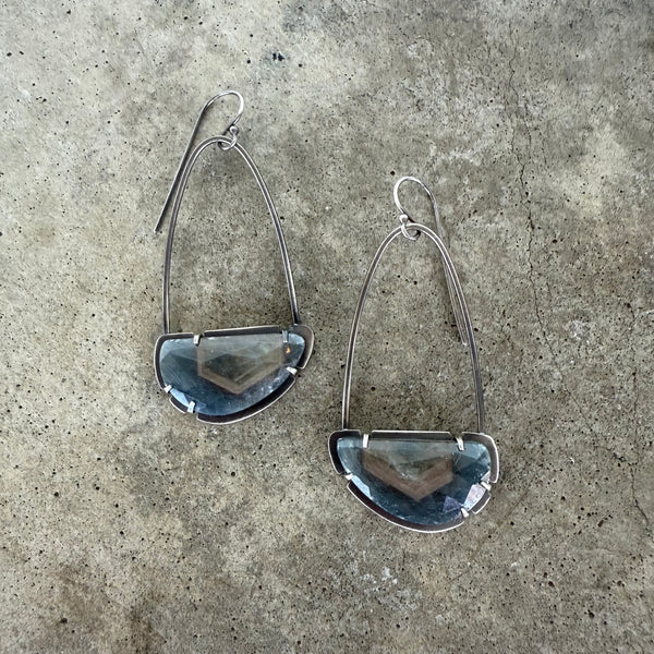 sapphire arc earrings