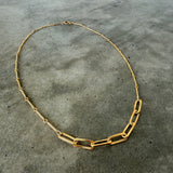 textured oval layering necklace-vermeil