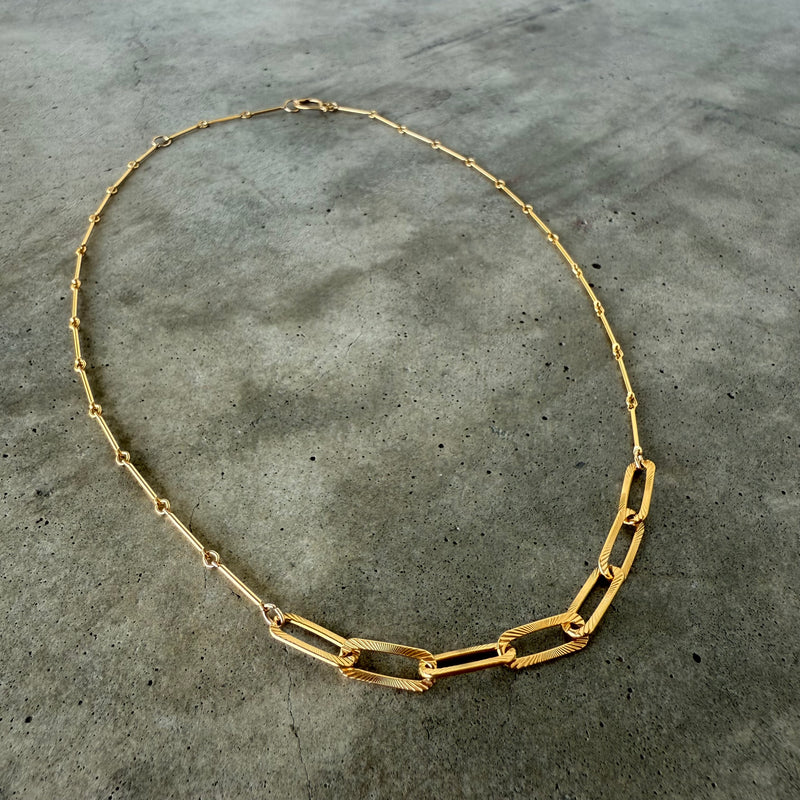 textured oval layering necklace-vermeil