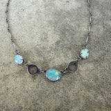 tiny rough cut and welo opal necklace