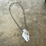 large natural quartz crystal necklace