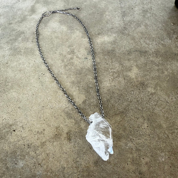 large natural quartz crystal necklace