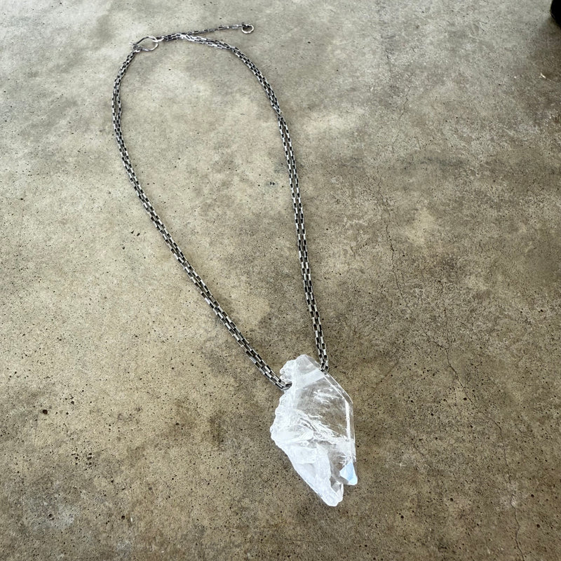 large natural quartz crystal necklace