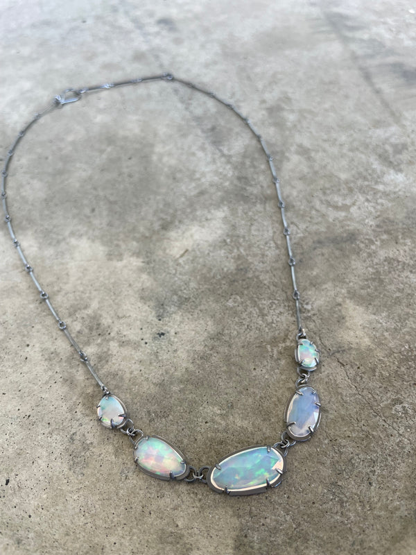 welo opal 5 stone necklace