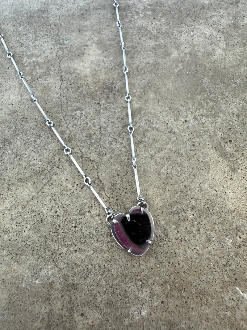 small watermelon tourmaline heart necklace