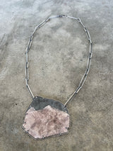 lepidolite and enamel pendant