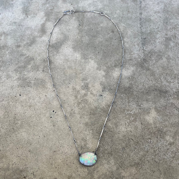 welo opal single stone necklace