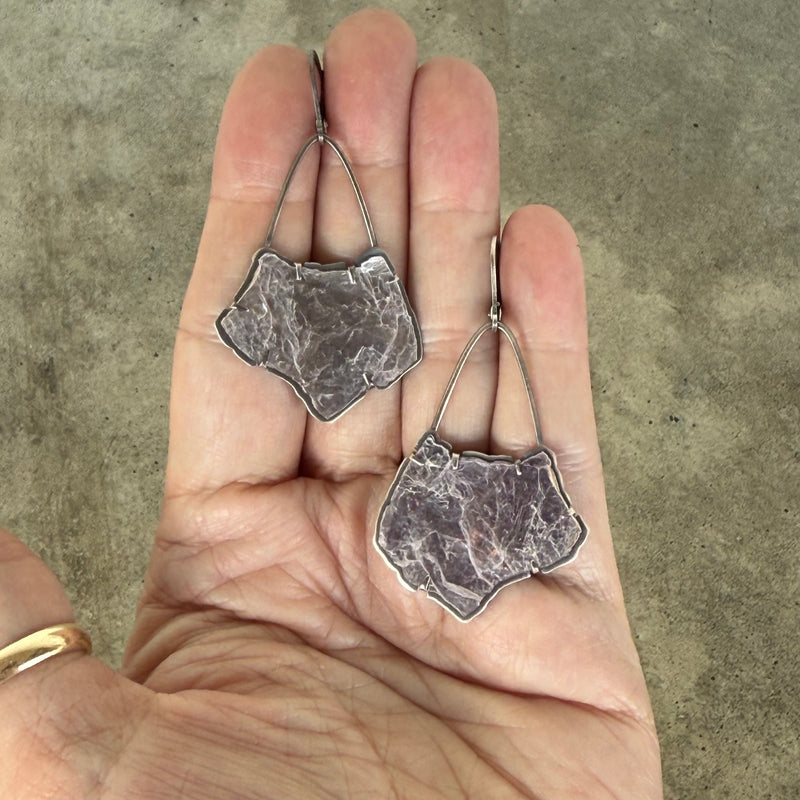 heart lepidolite earrings