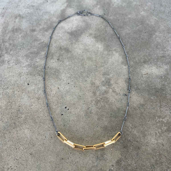 box chain layering necklace-vermeil
