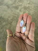 rainbow moonstone hoop post earrings