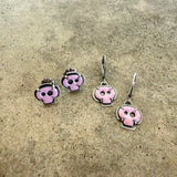 pink tiny skull earrings