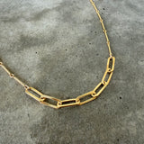 textured oval layering necklace-vermeil