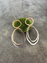 thin rough cut fixed wire double drop earring