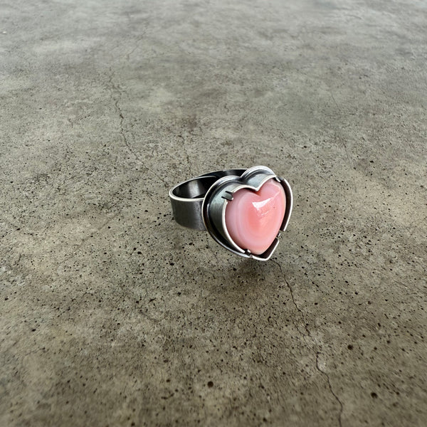 small pink conch heart ring