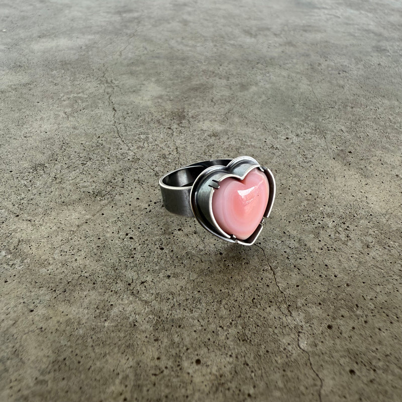 small pink conch heart ring