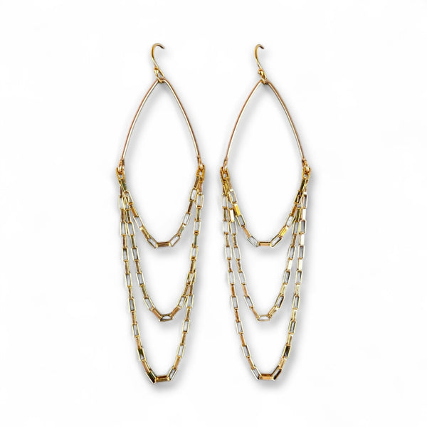 triple box chain earrings