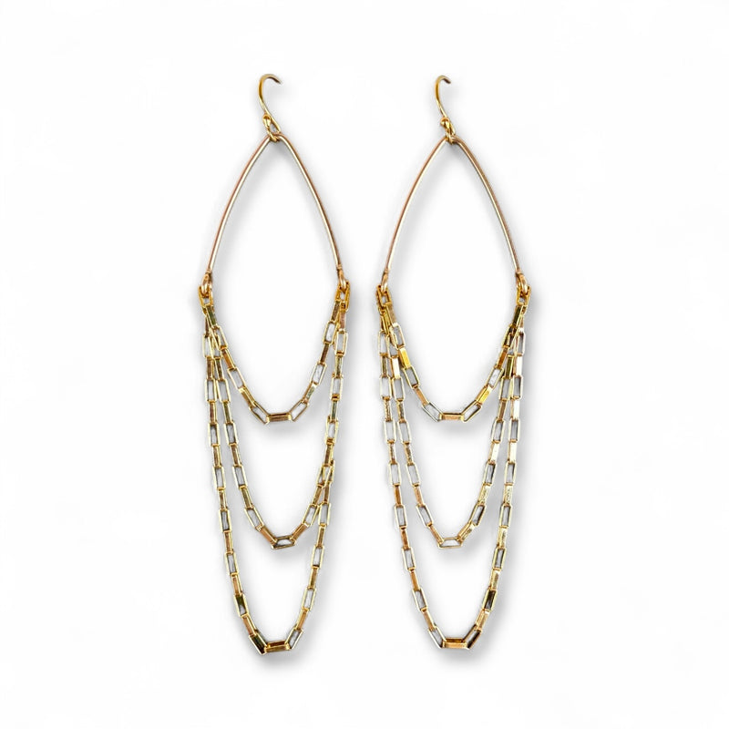 triple box chain earrings