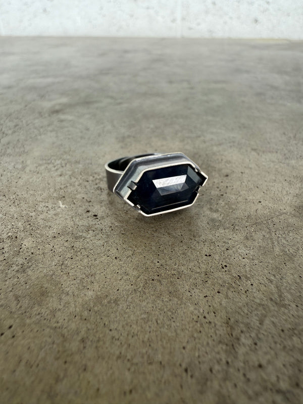 geometric sapphire ring