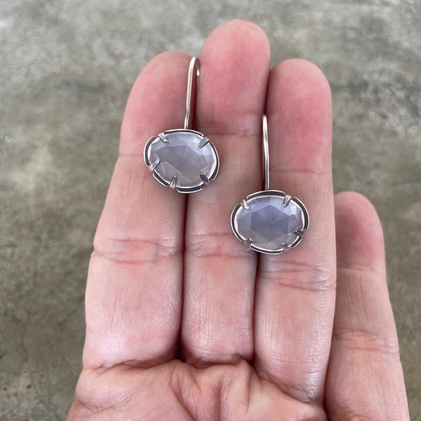 faceted freeform rose quartz earrings