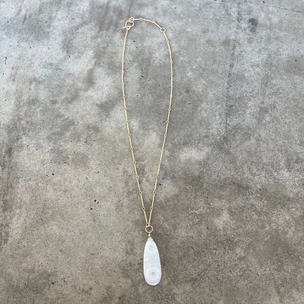 faceted solar quartz teardrop necklace