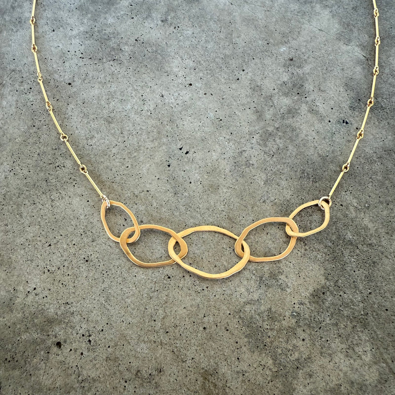 multi interlocking rough cut necklace