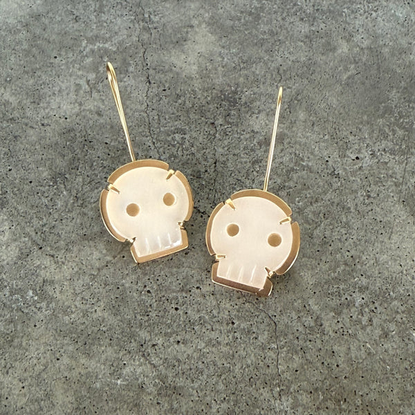 white chalcedony skull earrings