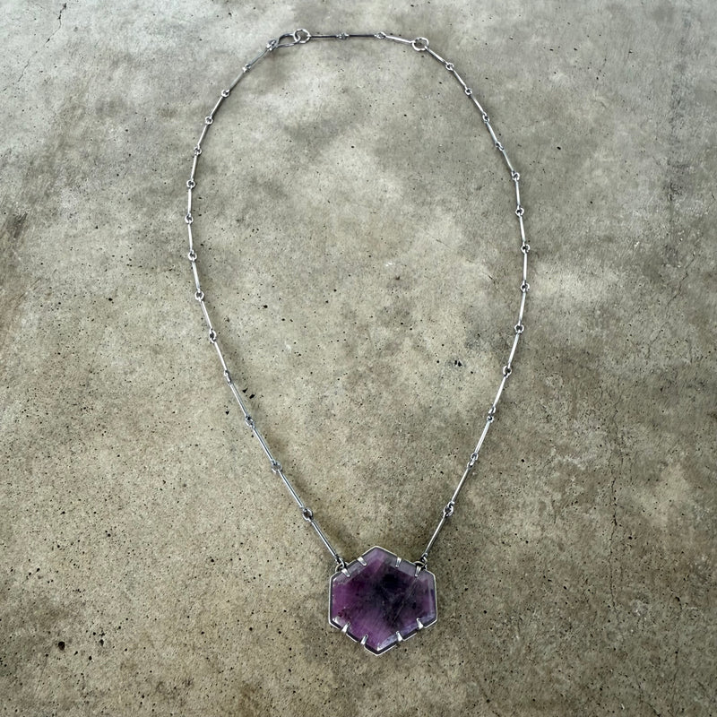 silky sapphire geometric necklace