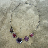 5 piece ruby & sapphire geometric necklace