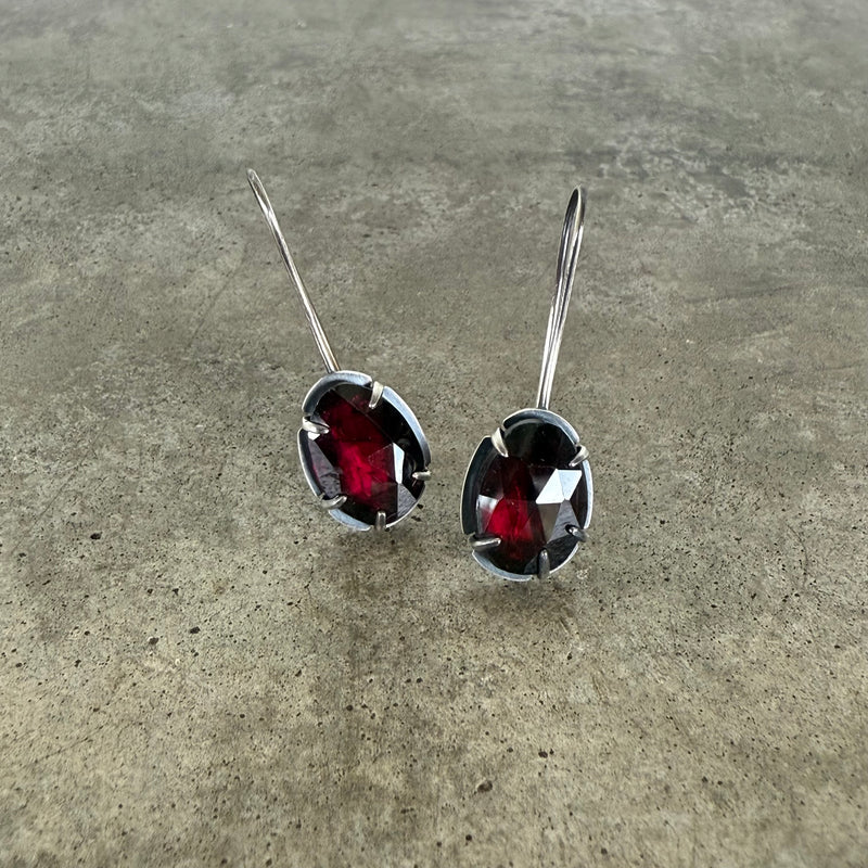 garnet freeform earrings