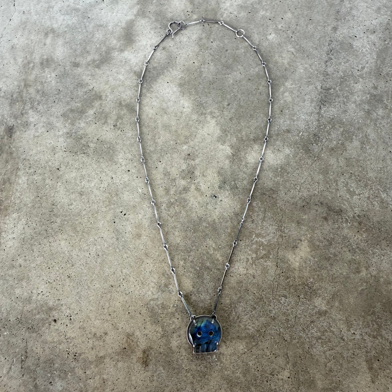 labradorite skull necklace