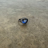 small labradorite rutilated quartz doublet ring