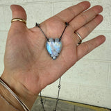 rainbow moonstone long heart necklace