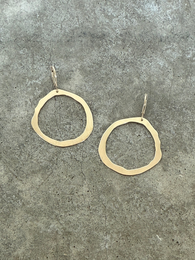 rough cut narrow hoop earrings-vermeil