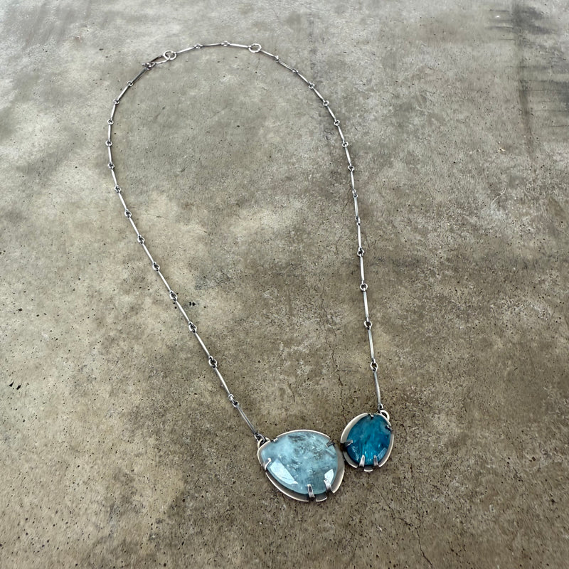 blue stone petal necklace