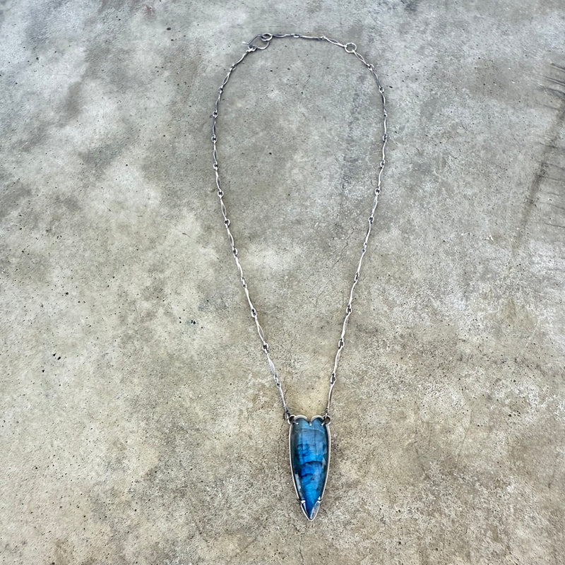 labradorite elongated heart necklace